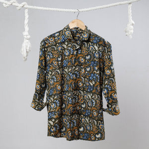 Black - Bagru Dabu Block Printed Cotton Men Full Sleeve Shirt
