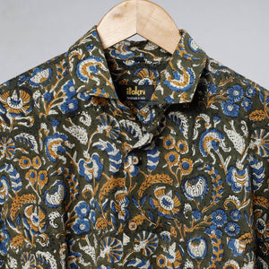 Black - Bagru Dabu Block Printed Cotton Men Full Sleeve Shirt