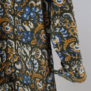 Black - Bagru Dabu Block Printed Cotton Men Full Sleeve Shirt