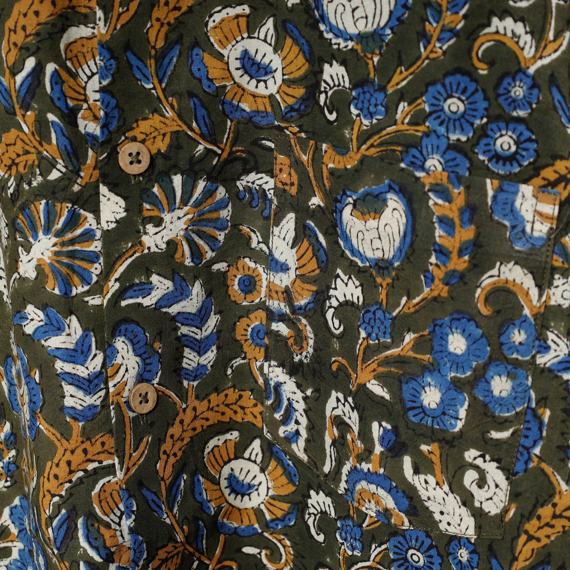 Black - Bagru Dabu Block Printed Cotton Men Full Sleeve Shirt