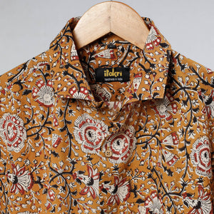 Brown - Bagru Dabu Block Printed Cotton Men Full Sleeve Shirt