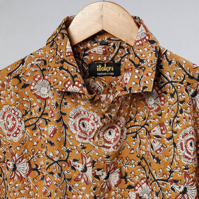 Brown - Bagru Dabu Block Printed Cotton Men Full Sleeve Shirt