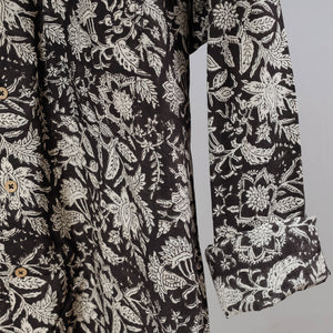 Black - Bagru Dabu Block Printed Cotton Men Full Sleeve Shirt