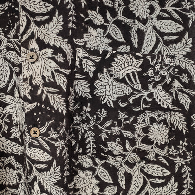 Black - Bagru Dabu Block Printed Cotton Men Full Sleeve Shirt
