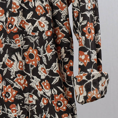 Black - Bagru Block Printed Cotton Men Full Sleeve Shirt
