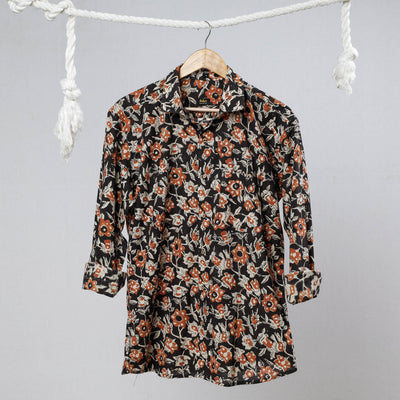 Black - Bagru Block Printed Cotton Men Full Sleeve Shirt