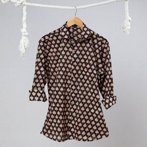 Black - Bagru Block Printed Cotton Men Full Sleeve Shirt