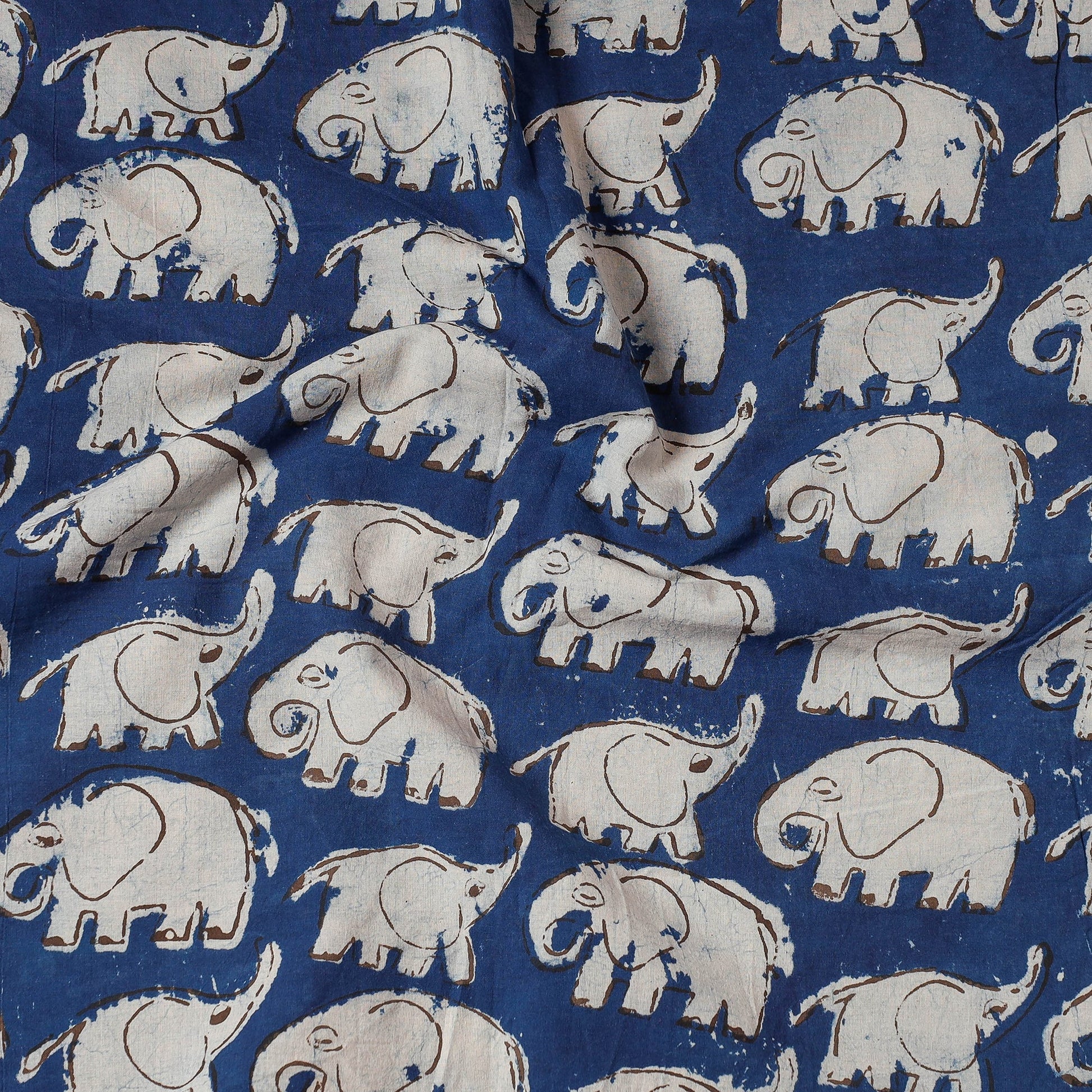 Blue - Bindaas Block Printing Natural Dyed Cotton Precut Fabric