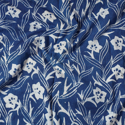 Blue - Bindaas Block Printing Natural Dyed Cotton Precut Fabric