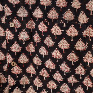 Black - Bagru Block Printed Cotton Men Full Sleeve Shirt