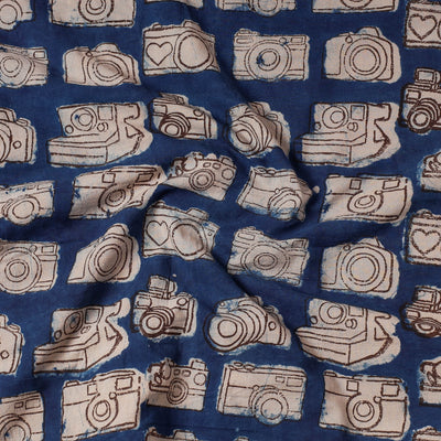 Blue - Bindaas Block Printed Cotton Precut Fabric (2.15 meter)