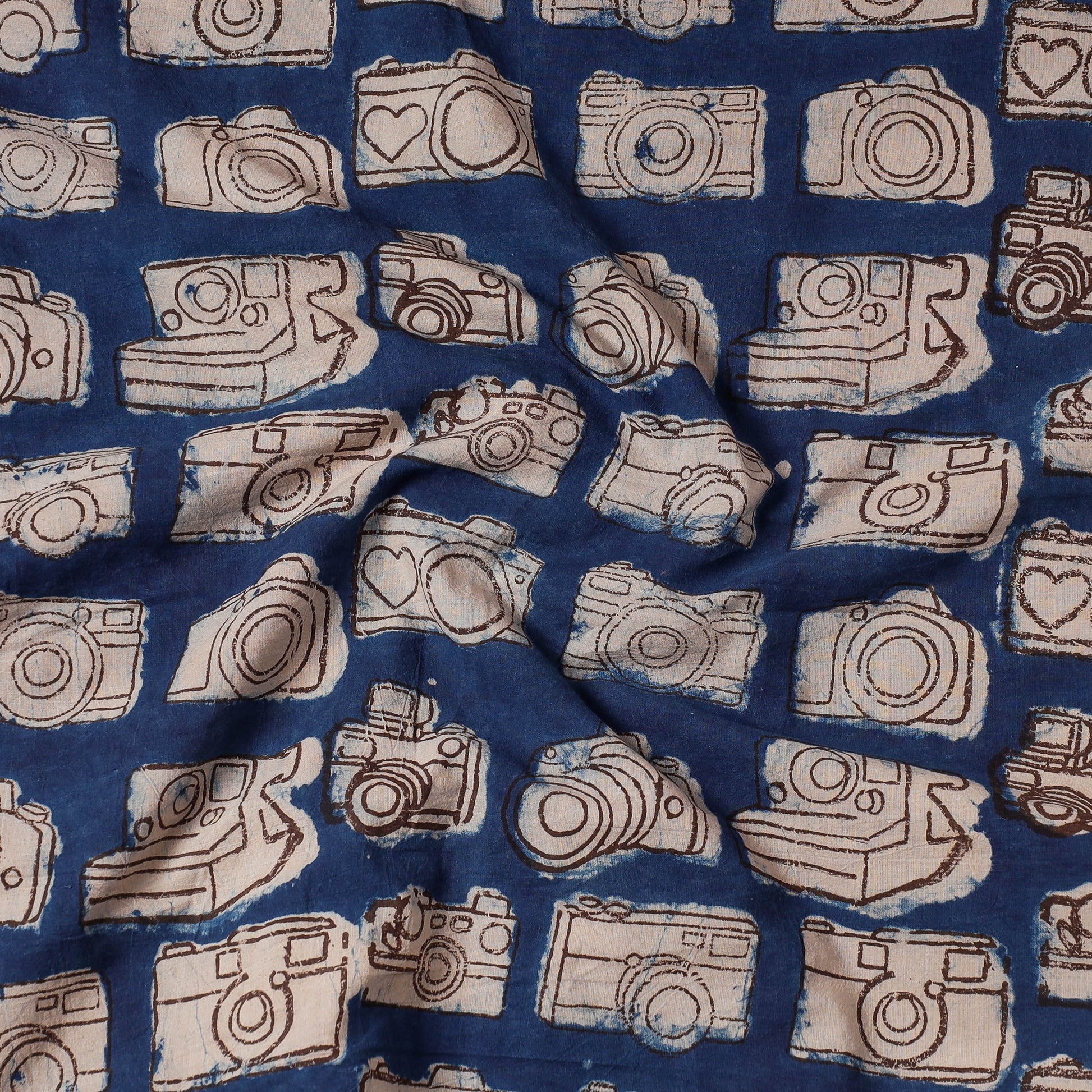 Blue - Bindaas Block Printed Cotton Precut Fabric (2.15 meter)