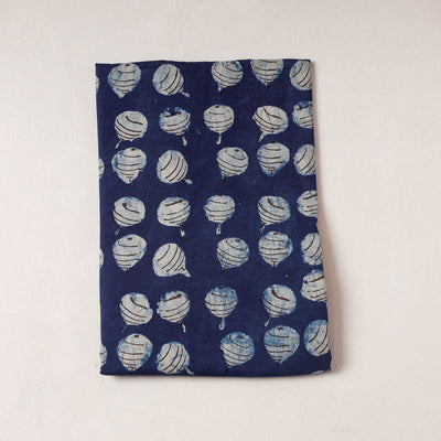 Blue - Bindaas Block Printing Natural Dyed Cotton Precut Fabric (2.15 meter)