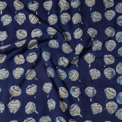 Blue - Bindaas Block Printing Natural Dyed Cotton Precut Fabric (2.15 meter)