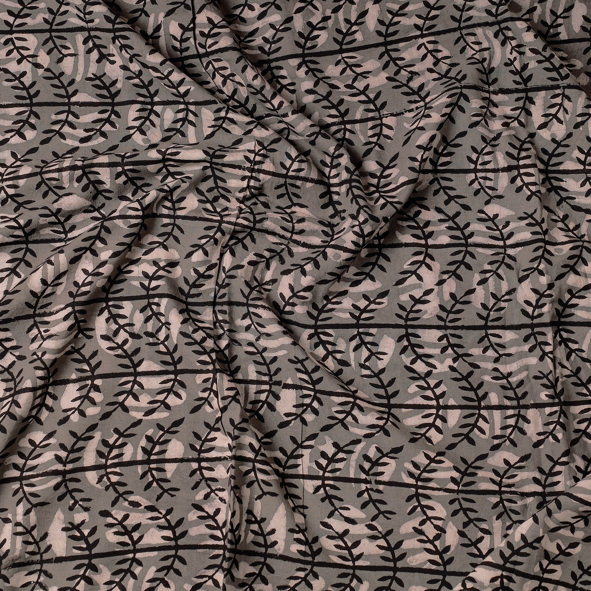 Brown - Bindaas Block Printing Natural Dyed Cotton Precut Fabric (2.15 meter)