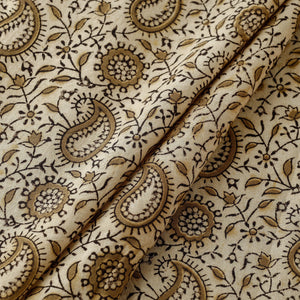 Beige - Pedana Kalamkari Hand Block Printed Cotton Fabric