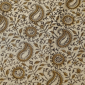 Beige - Pedana Kalamkari Hand Block Printed Cotton Fabric