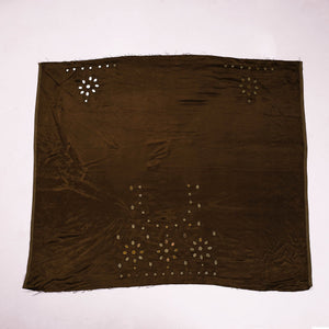 Brown - Kutch Mirror Work Mashru Silk Blouse Piece