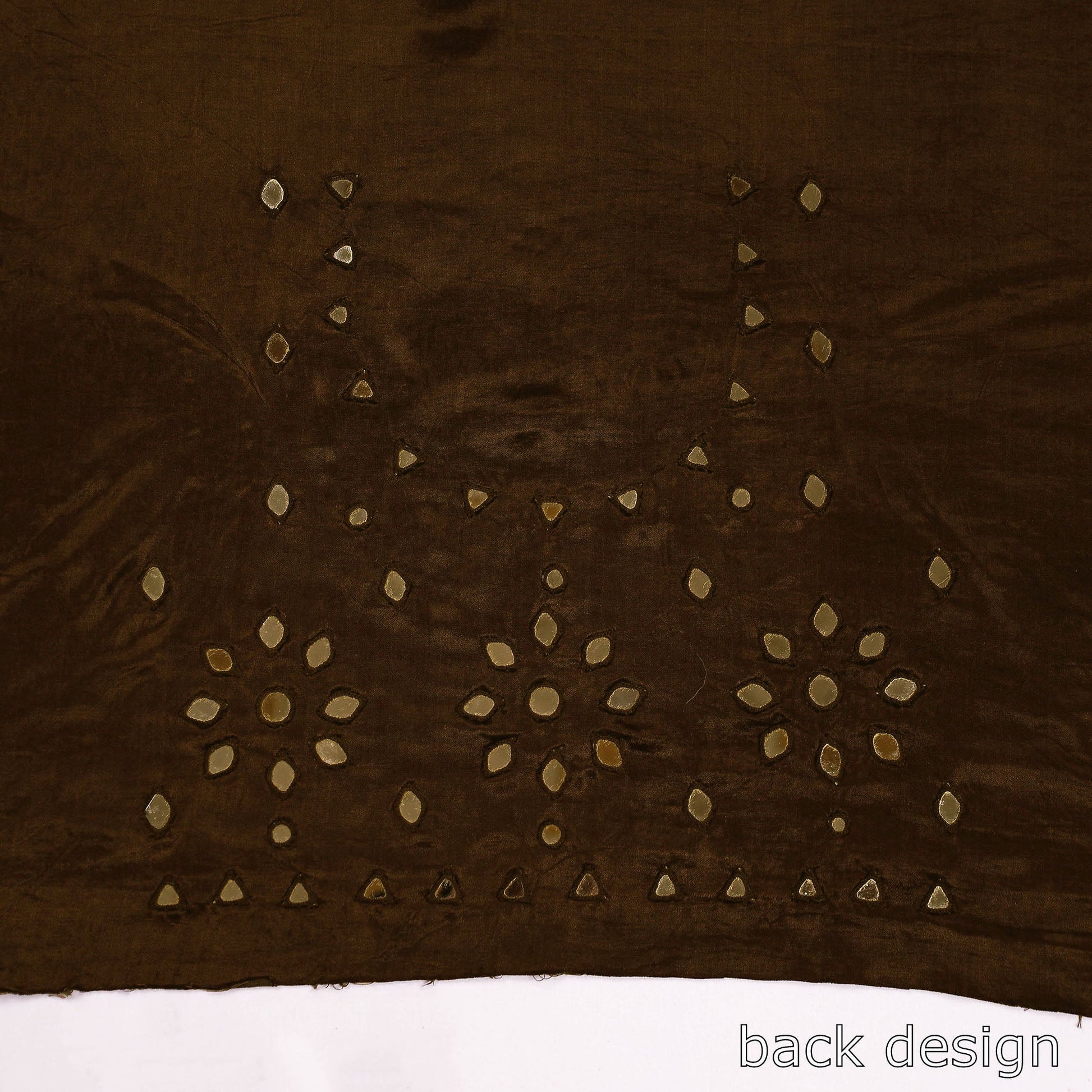 Brown - Kutch Mirror Work Mashru Silk Blouse Piece