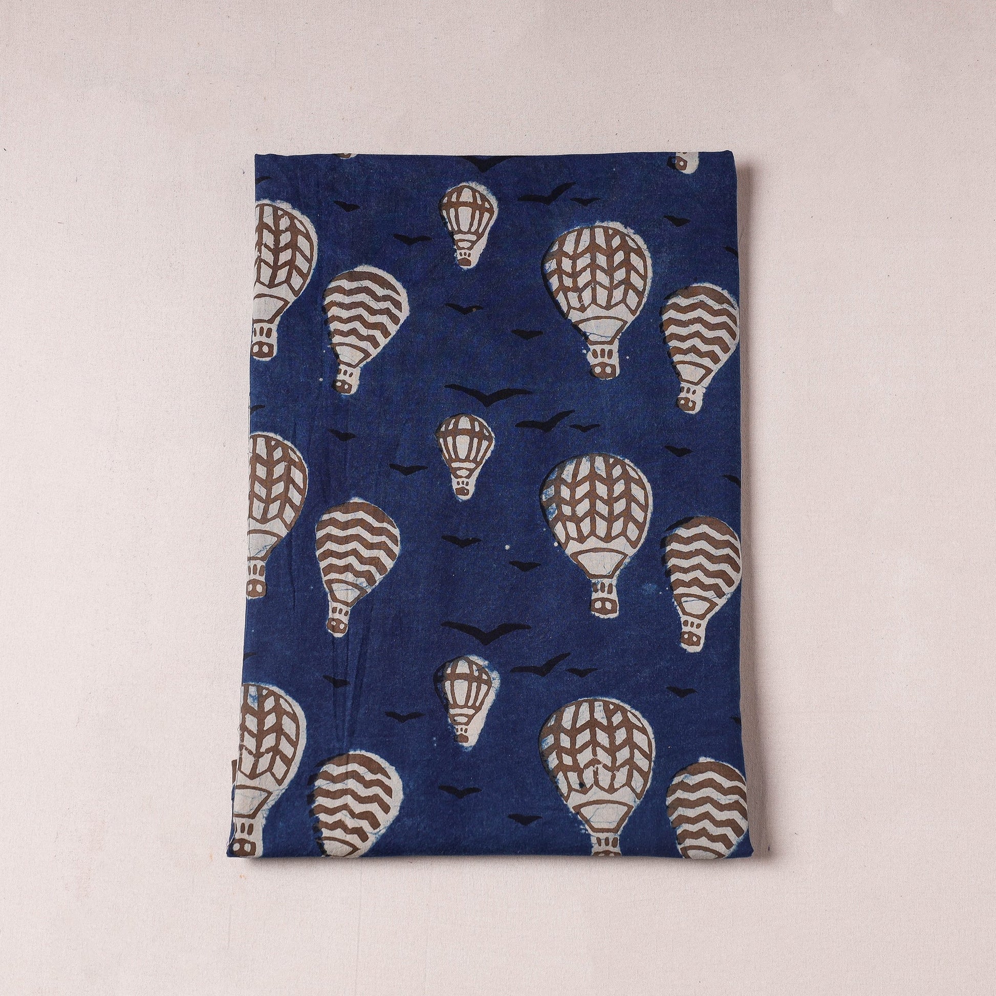 Blue - Bindaas Block Printing Natural Dyed Cotton Precut Fabric (1.6 meter)