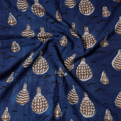 Blue - Bindaas Block Printing Natural Dyed Cotton Precut Fabric (1.6 meter)