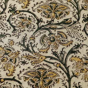 Beige - Pedana Kalamkari Block Printed Cotton Fabric 04