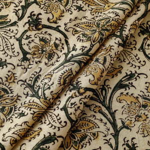Beige - Pedana Kalamkari Block Printed Cotton Fabric 04