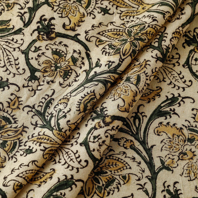 Beige - Pedana Kalamkari Block Printed Cotton Fabric 04