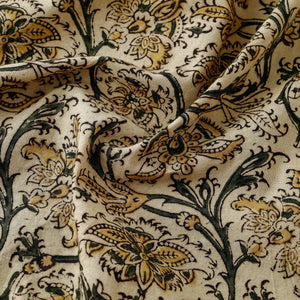 Beige - Pedana Kalamkari Block Printed Cotton Fabric 04