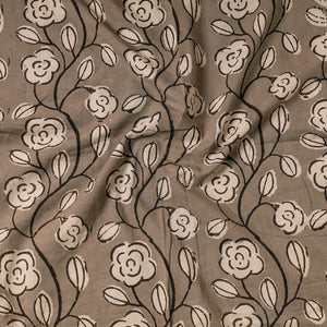 Brown - Bindaas Block Printing Natural Dyed Cotton Precut Fabric (1.9 meter)