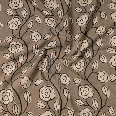 Brown - Bindaas Block Printing Natural Dyed Cotton Precut Fabric (1.9 meter)