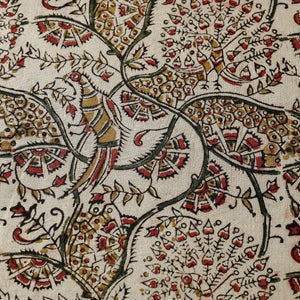 Beige - Pedana Kalamkari Hand Block Printed Cotton Fabric