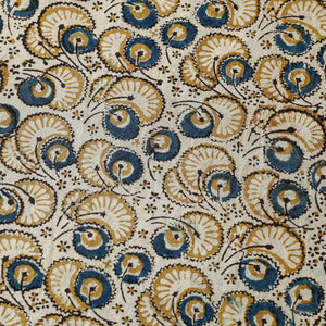 Beige - Pedana Kalamkari Hand Block Printed Cotton Fabric