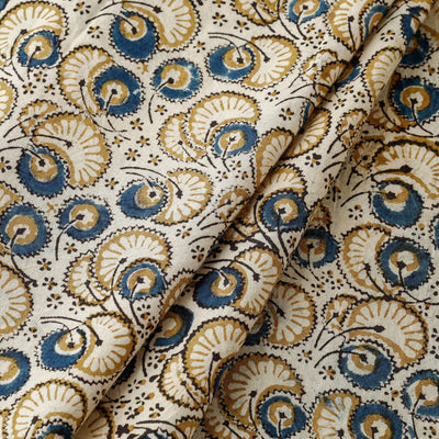 Beige - Pedana Kalamkari Hand Block Printed Cotton Fabric