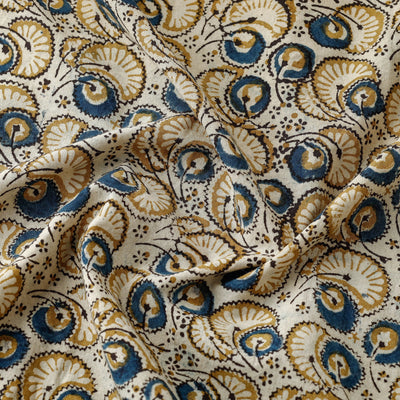 Beige - Pedana Kalamkari Hand Block Printed Cotton Fabric