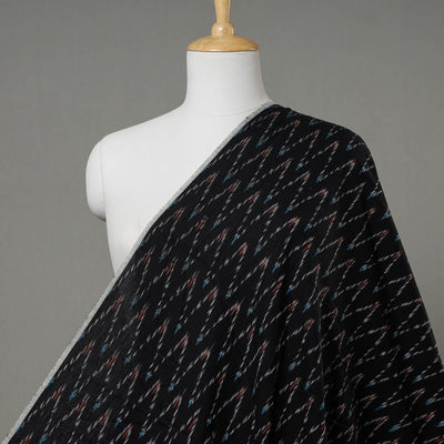 Black - Cotton Pochampally Ikat Fabric