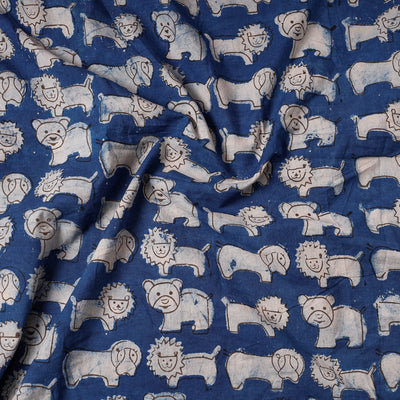 Blue - Bindaas Block Printing Natural Dyed Cotton Precut Fabric
