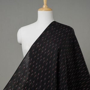 Black with Red Cotton Pochampally Ikat Fabric 02