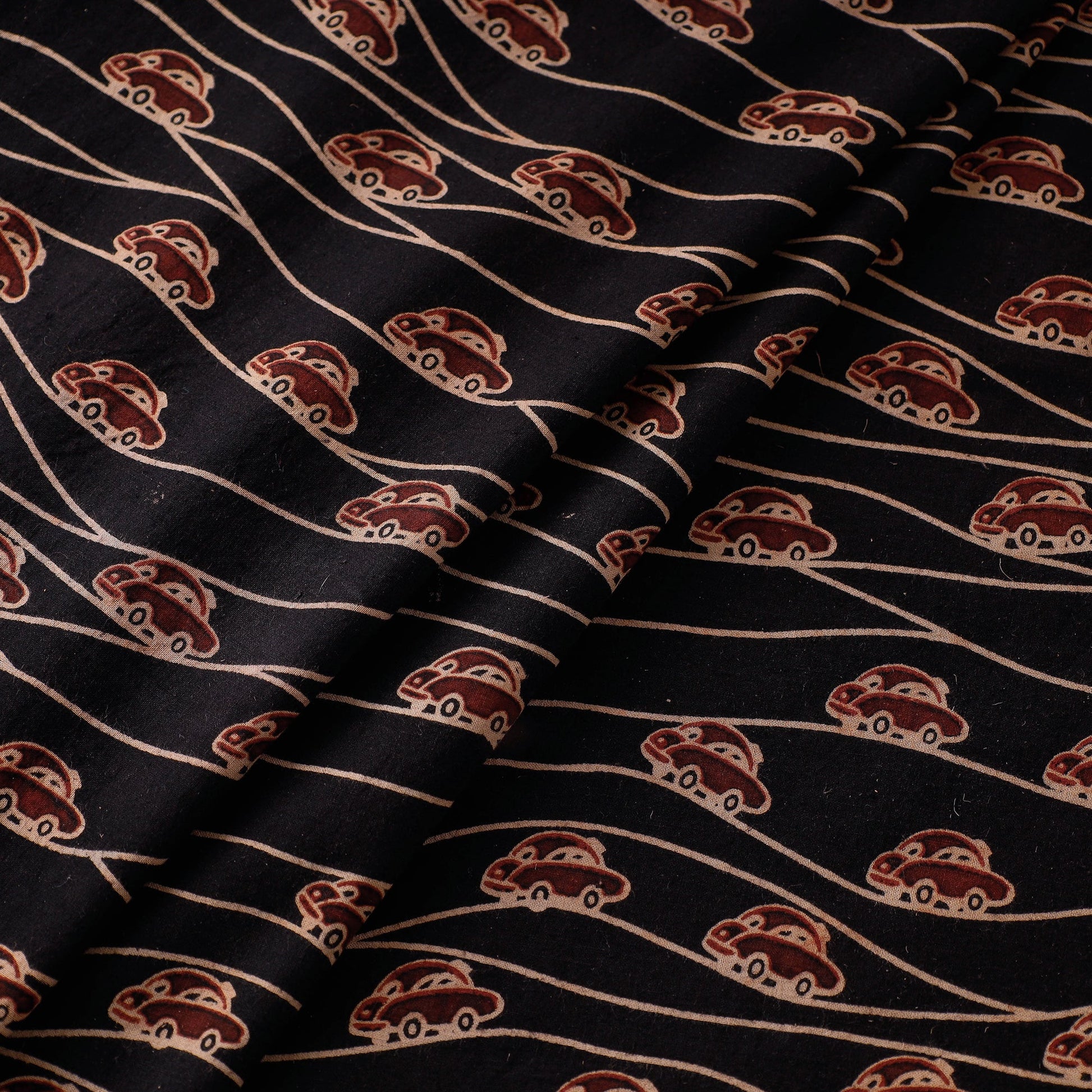 Black - Bindaas Hand Block Printed Cotton Fabric