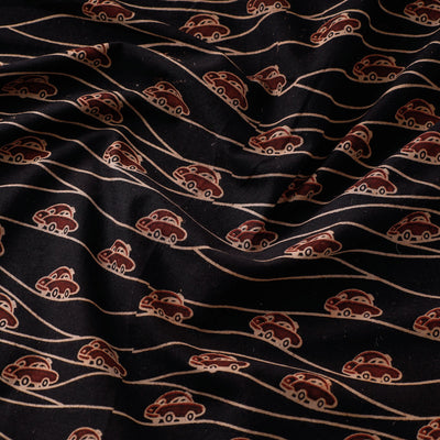 Black - Bindaas Hand Block Printed Cotton Fabric