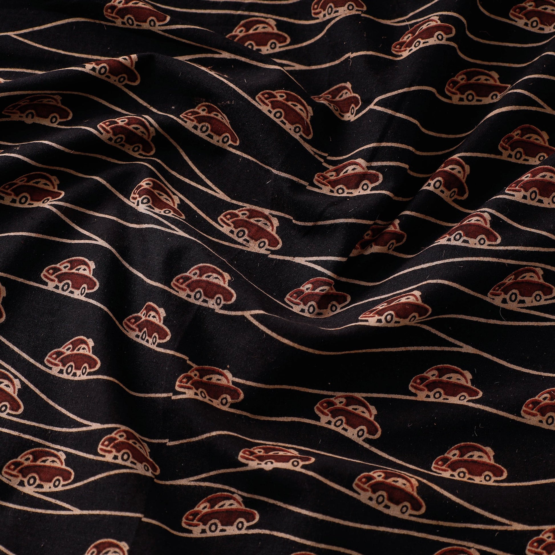 Black - Bindaas Hand Block Printed Cotton Fabric