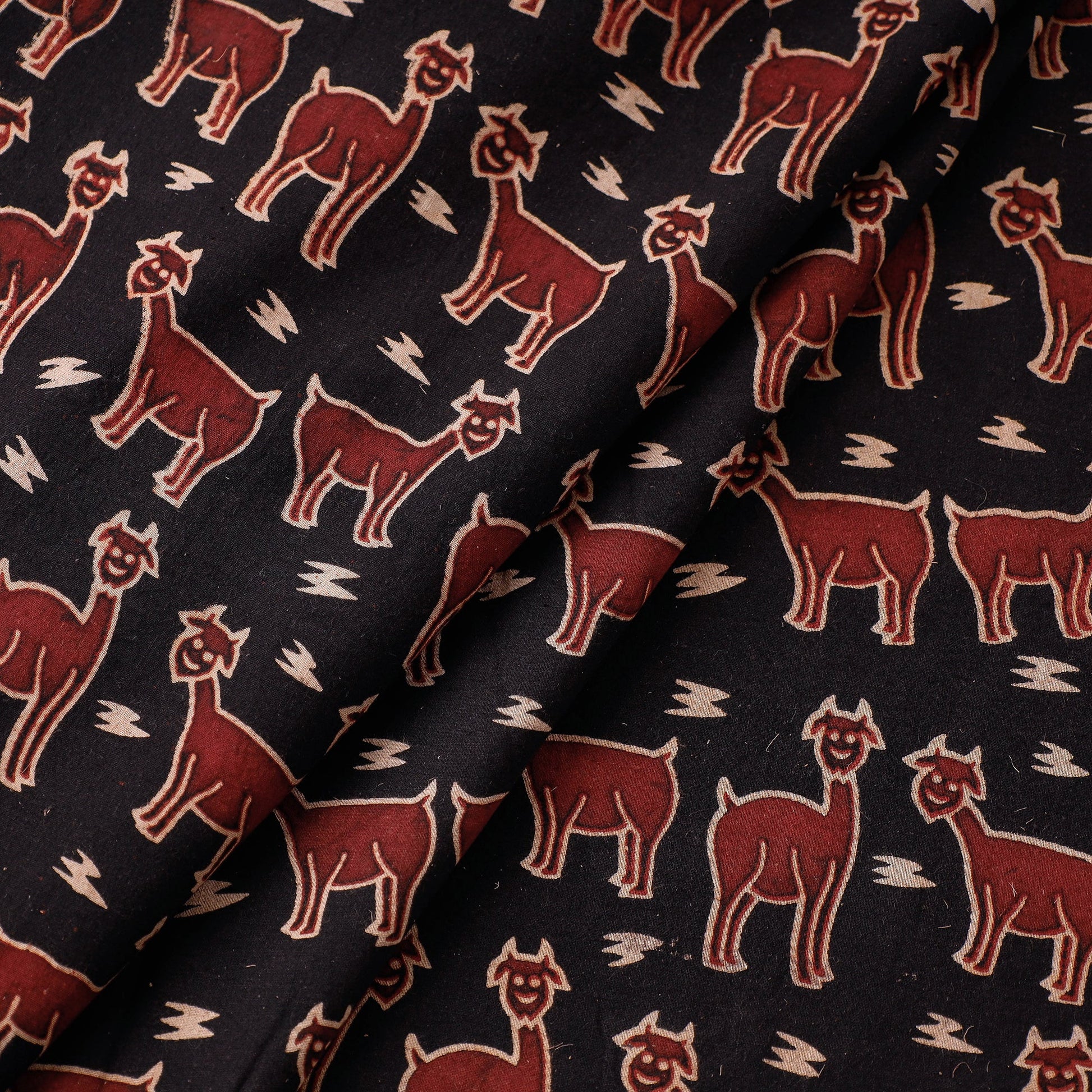 Black - Bindaas Hand Block Printed Cotton Fabric