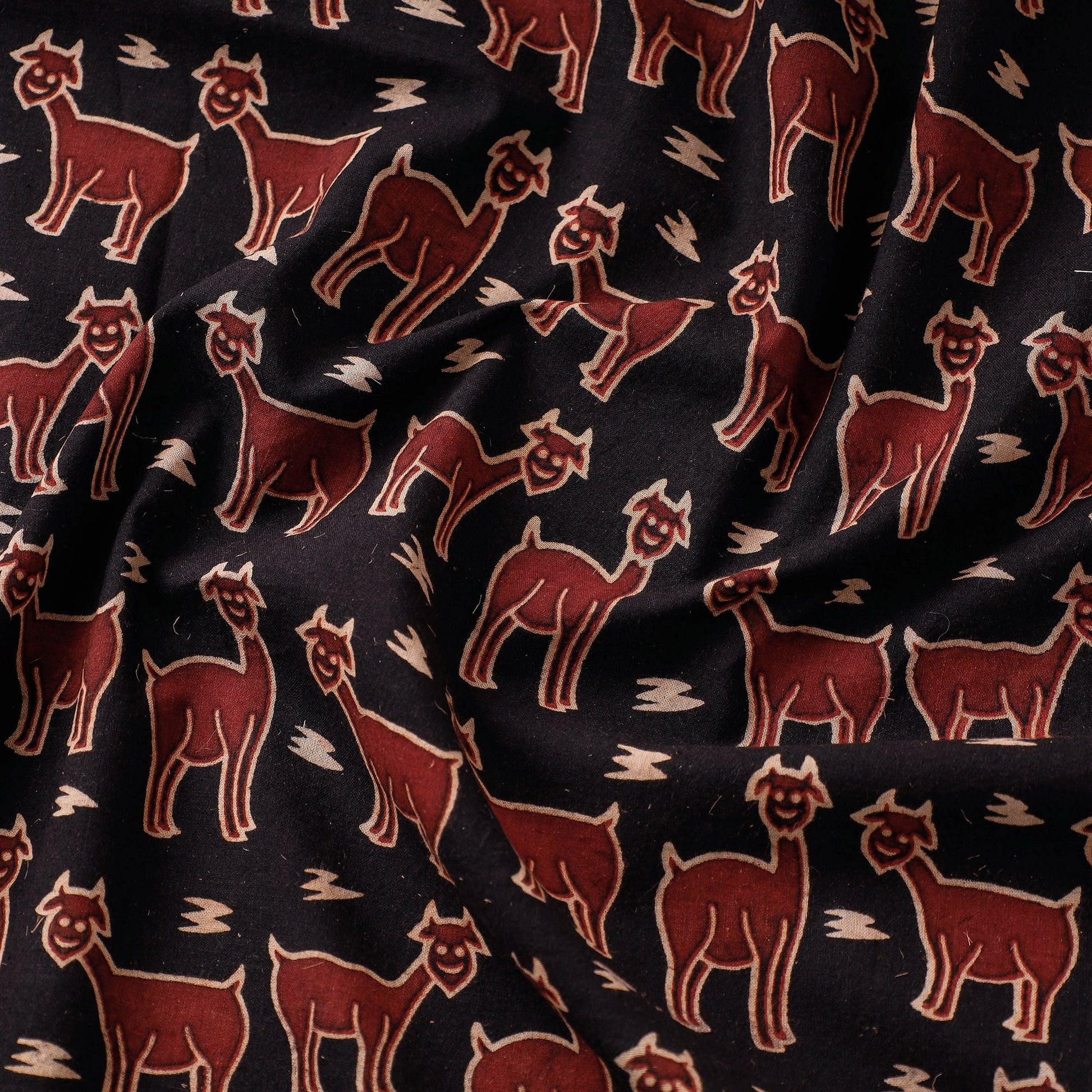 Black - Bindaas Hand Block Printed Cotton Fabric