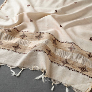 Beige - Traditional Godana Handpainted Spun Silk Handloom Stole