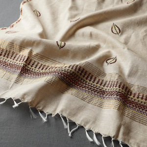 Beige - Traditional Godana Handpainted Spun Silk Handloom Stole