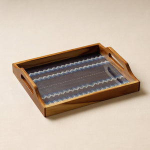 Black - Tribal Hand Embroidered Sagwan Wood Tray