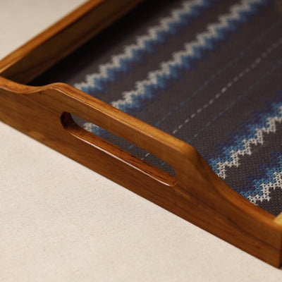 Black - Tribal Hand Embroidered Sagwan Wood Tray