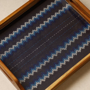 Black - Tribal Hand Embroidered Sagwan Wood Tray