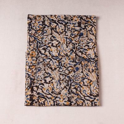 Black - Kalamkari Block Printing Cotton Precut Fabric (1 meter)