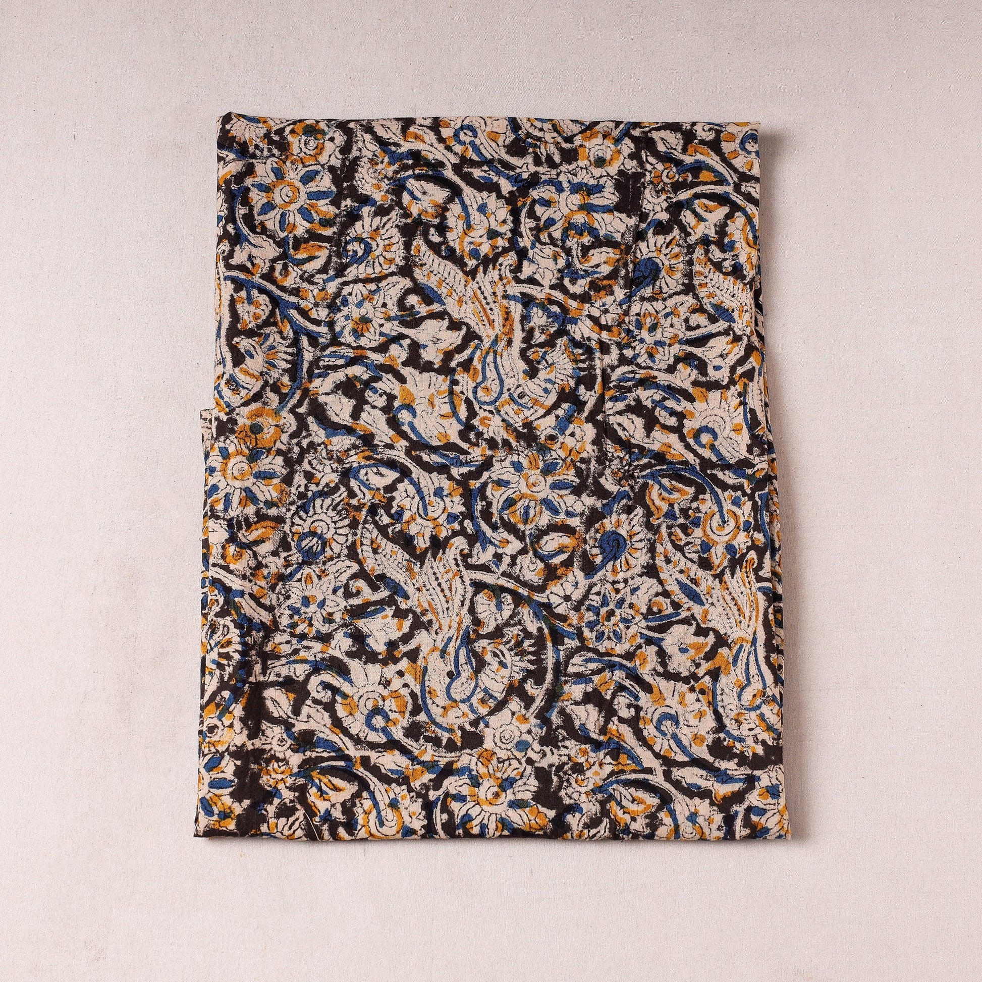 Black - Kalamkari Block Printing Cotton Precut Fabric (1 meter)